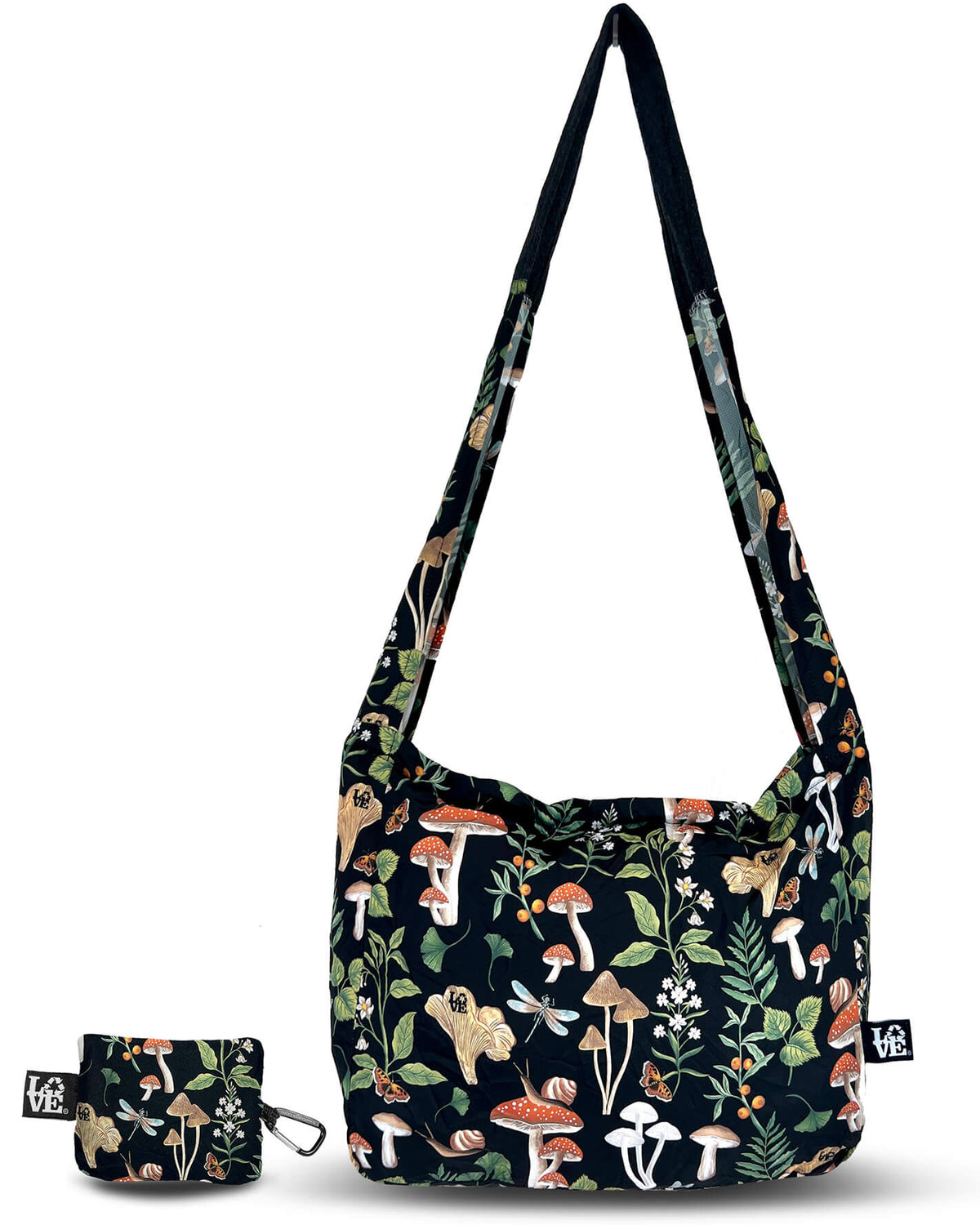 Crossbody Stash It Tote Bag — Shroom Garden Black