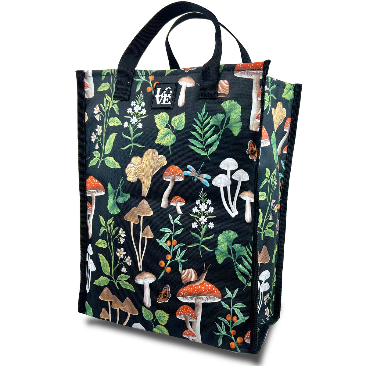 Love Sack Grocery Bag - Shroom Garden Black