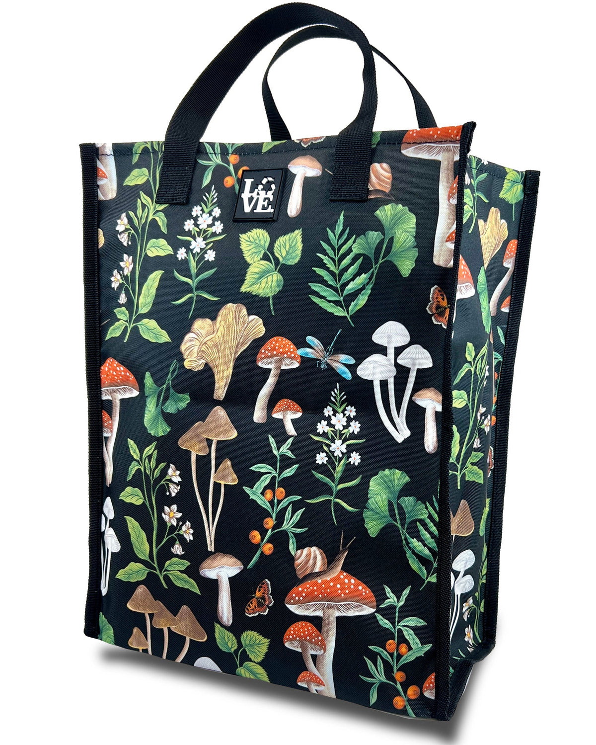 LOVE Sack Grocery Bag - Shroom Garden Black