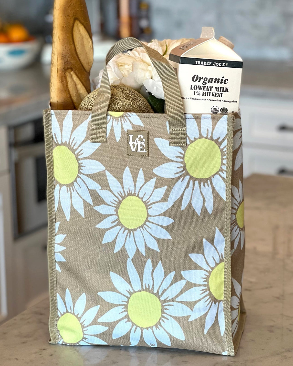 LOVE Sack Grocery Bag — Sunflowers