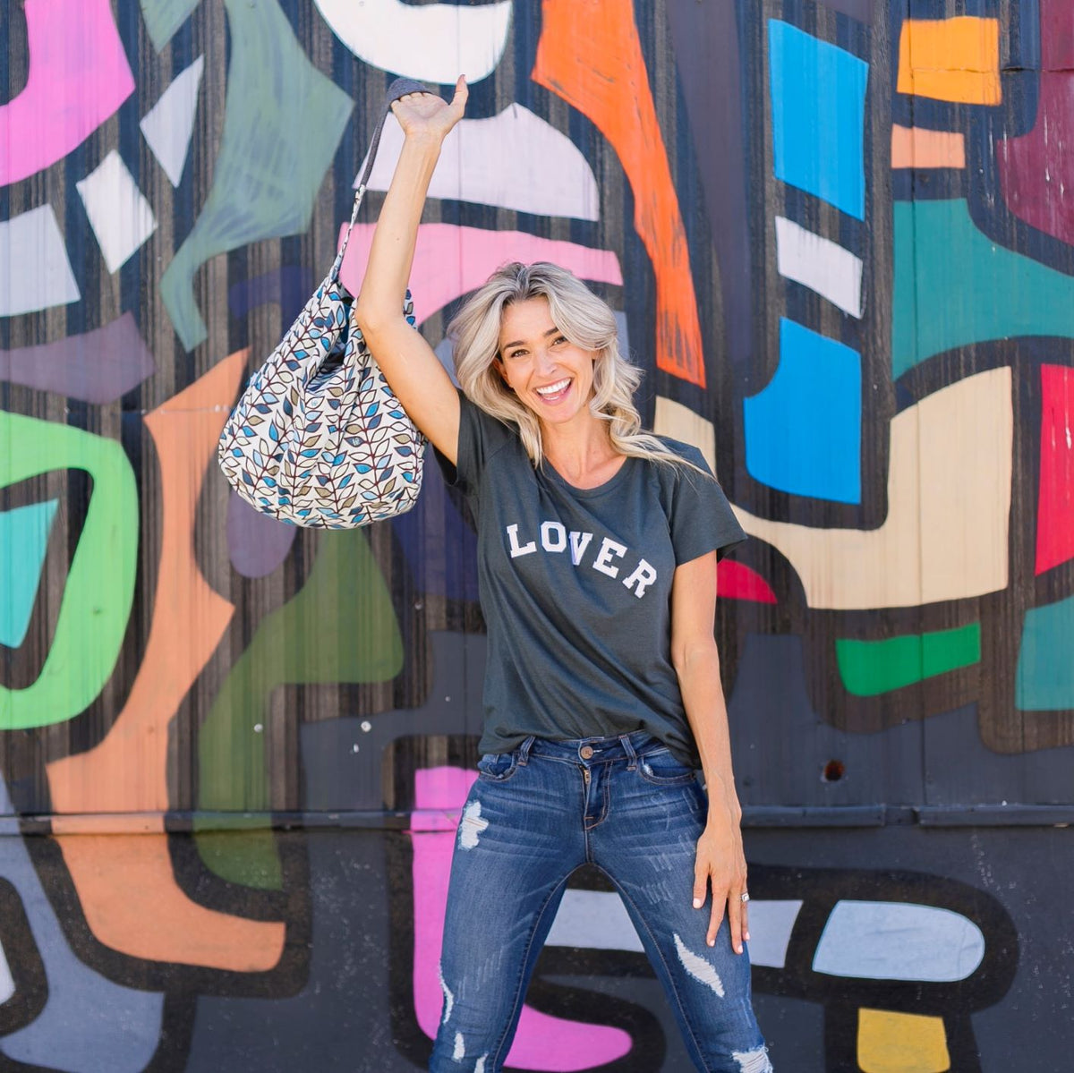 Stash It Tote Bag - Blue Leaf