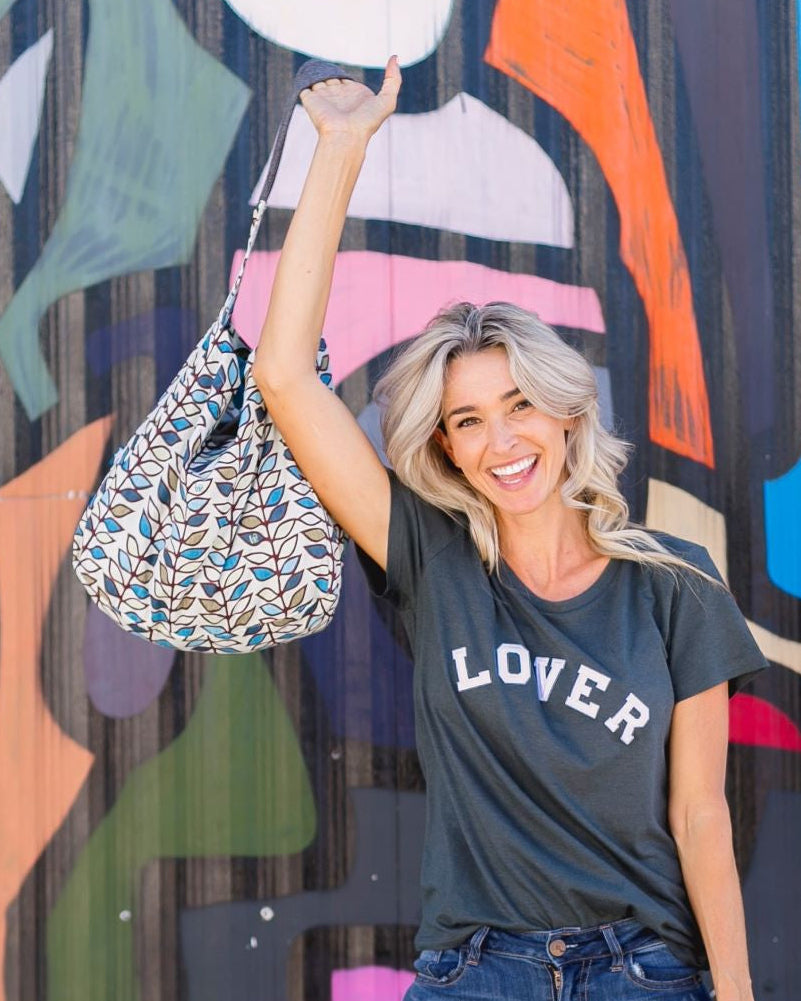 Stash It Tote Bag - Blue Leaf