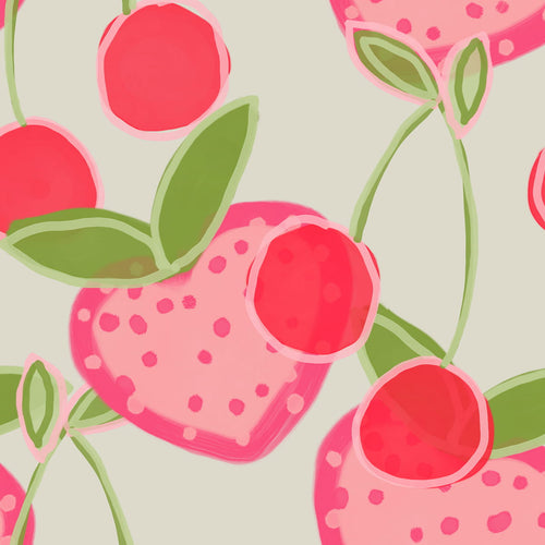 Cherry Berry Cream Pink print
