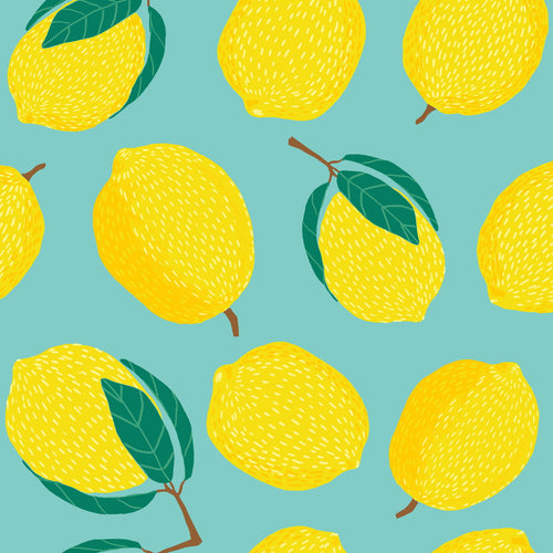 Lemon Drop Teal Yellow print