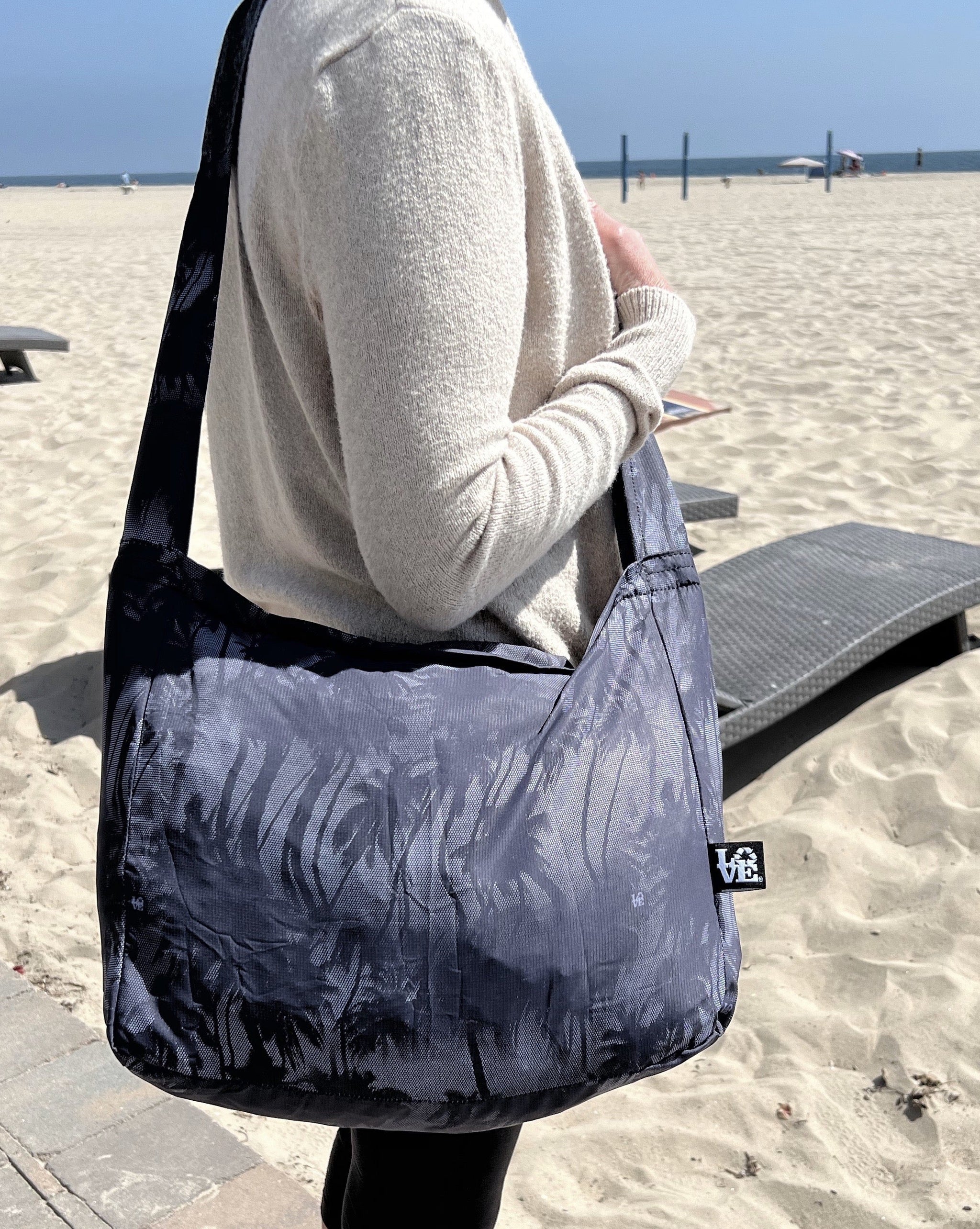 Made From 100% Recycled Plastic Crossbody Stash It Tote Bag — Midnight in Hollywood