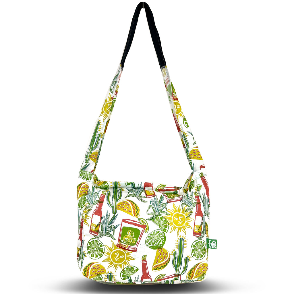 Crossbody Stash It Tote Bag - Fiesta Time - LOVE Reusable Bags
