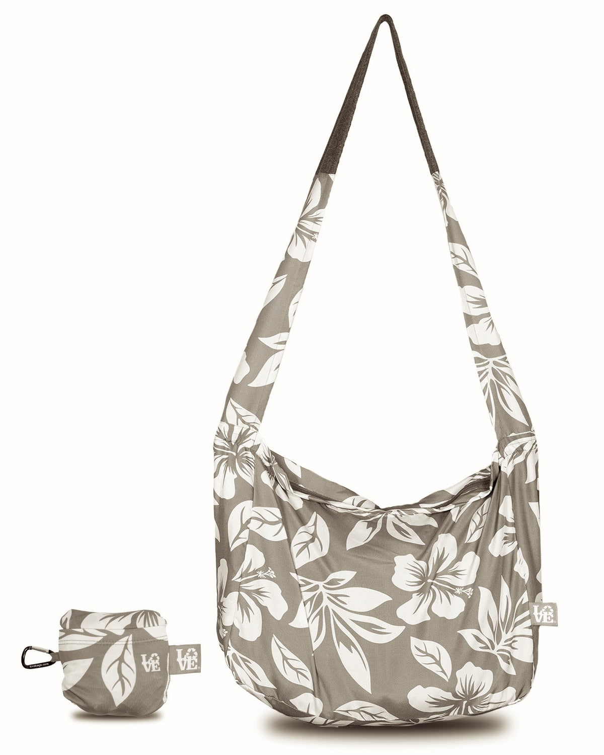 LOVE Bags - Shaka Laka Crossbody bag, a floral-patterned shoulder bag with matching pouch on a white background