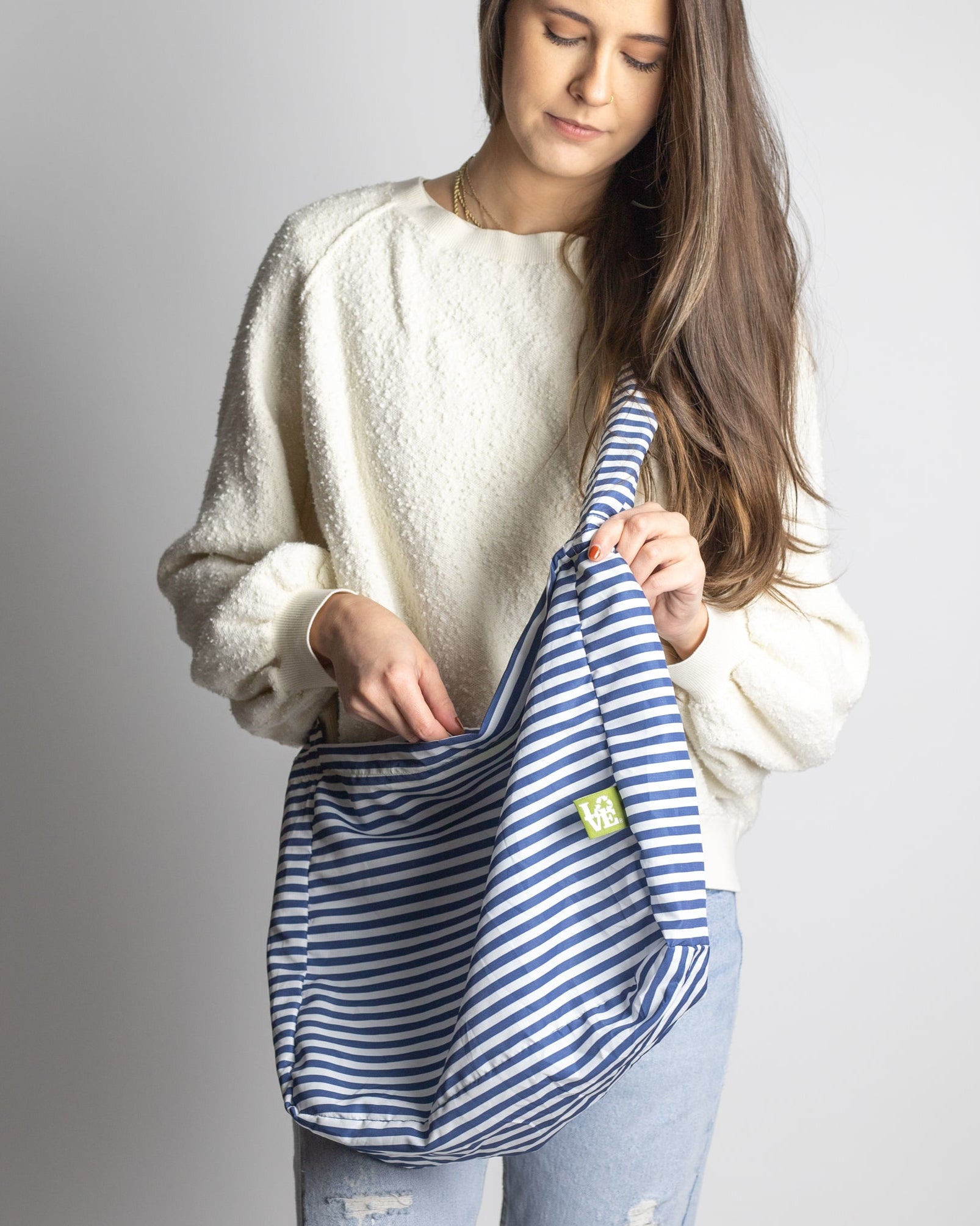 crossbody tote bags for travel Made From 100% Recycled Plastic Crossbody Stash It Tote Bag — Sail Away